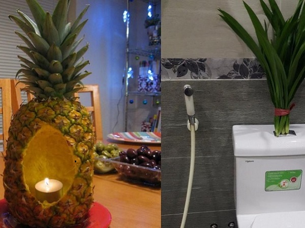 Khử mùi hôi nhà vệ sinh bằng trái thơm.