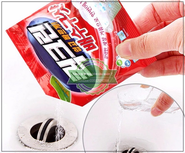 Sử dụng bột thông cống Hàn Quốc.