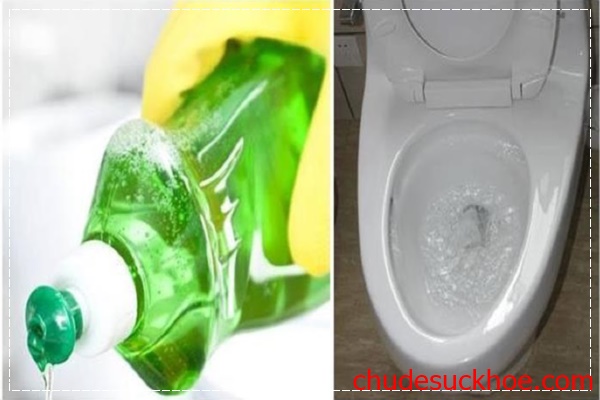 xử lý bồn cầu rút nước chậm bằng nước rửa chén