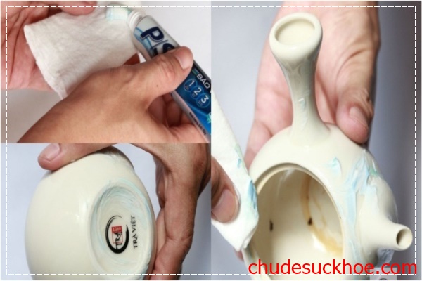 Vệ sinh dọn sạch vết ố vàng trên ấm chén